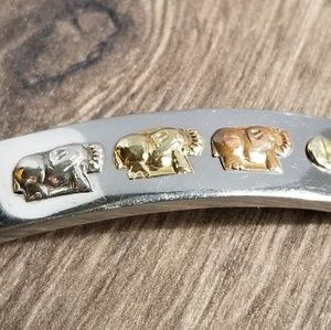Stainless Steel Bracelet with 3 Elephants